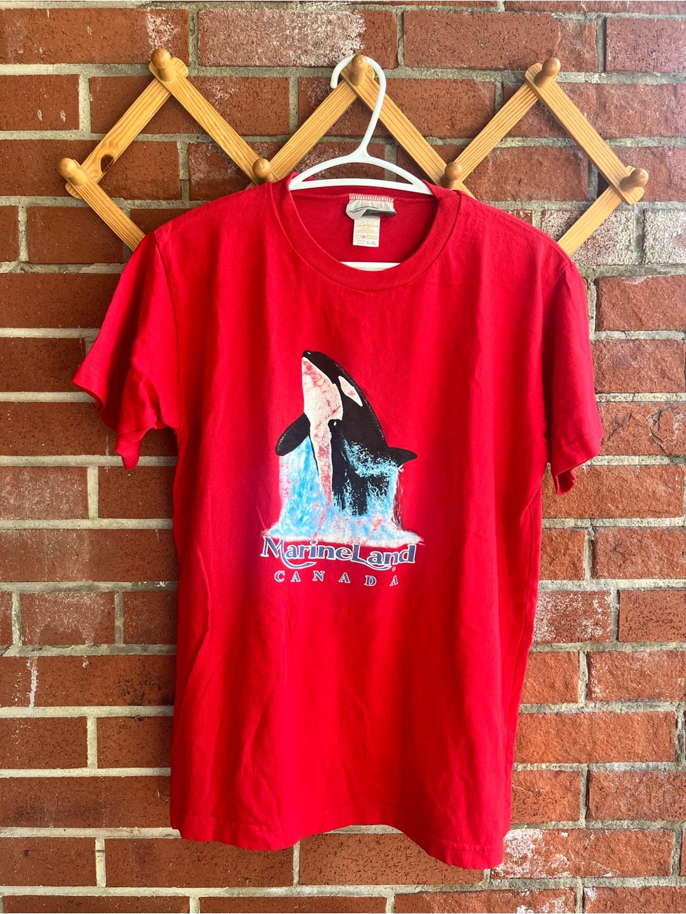 Vintage Kids Marineland Canada Tee Red with Orca Whales